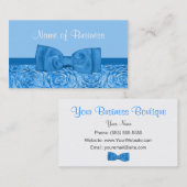 シックで眩しいブルーのフローラとかわいらし弓 名刺 (正面/裏面)