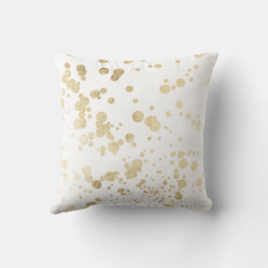 シックで粋で白くフェイクな金ゴールドのエレガントな紙吹雪は点を打ちます クッション (裏面)