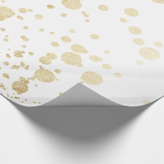 シックで粋で白くフェイクな金ゴールドのエレガントな紙吹雪は点を打ちます ラッピングペーパー (角)