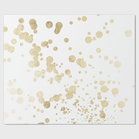 シックで粋で白くフェイクな金ゴールドのエレガントな紙吹雪は点を打ちます ラッピングペーパー (フラット)