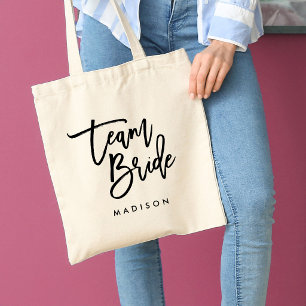 シックで粋なブラシの黒の原稿のチーム花嫁 トートバッグ