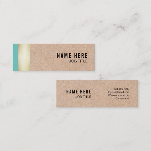 シックで粋な金ゴールドのストライプのクラフトの小型名刺 スキニー名刺 (正面/裏面)