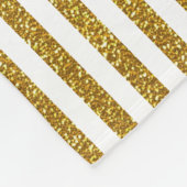 シックで粋な金ゴールドの白のストライプのグリッターの写真のプリント フリースブランケット (角)