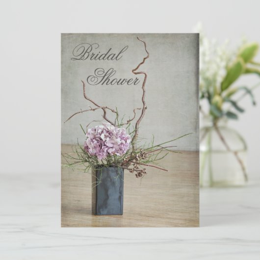 シックで素朴なアジサイの整理のブライダルシャワー 招待状 (スタンド正面)