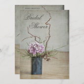 シックで素朴なアジサイの整理のブライダルシャワー 招待状 (正面/裏面)