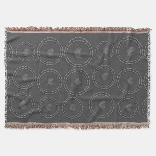 シックで素朴なハートパターン灰色色毛布 スローブランケット (正面)