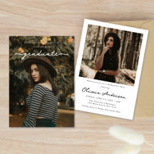 シックで繊細なホワイトスクリプトフォト卒業パーティー