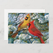 シックで美しいクリスマスレッドの深紅色と雪 ポストカード (正面/裏面)