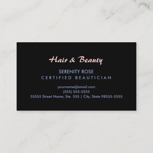 シックで美しいピンクのブルーレオパードのプリントと弓 名刺 (裏面)