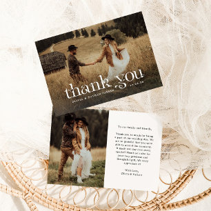 シックで美しい文字 Classy Two Photo 結婚's サンキューカード