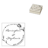 シックで美しい花の丸い日付を保存 ラバースタンプ (押印)