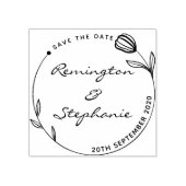 シックで美しい花の丸い日付を保存 ラバースタンプ (インプリント)