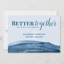 シックで良い一緒に青い水の色のブラシストローク マグネット招待状