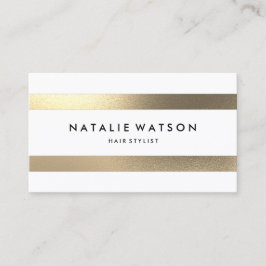 シックで荒くフェイクな金ゴールドのストライプの白のモダン 名刺