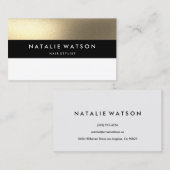 シックで荒くフェイクな金ゴールドの黒のバーの白のモダン 名刺 (正面/裏面)