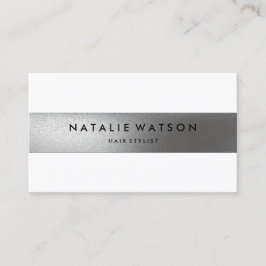 シックで荒くフェイクな銀のストライプの白くモダンなエレガント 名刺