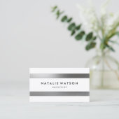 シックで荒くフェイクな銀のストライプの白のモダン 名刺 (スタンド正面)