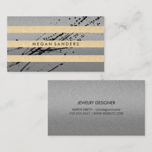 シックで華やかな表現力/ストライプ 名刺 (正面/裏面)