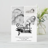 シックで賛美シンプルな3枚の写真の誕生のお知らせ (スタンド正面)