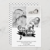 シックで賛美シンプルな3枚の写真の誕生のお知らせ (正面/裏面)