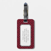 シックで赤いギリシャ人の鍵幾何学的なパターンモノグラム ラゲッジタグ (裏面縦)