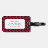 シックで赤いギリシャ人の鍵幾何学的なパターンモノグラム ラゲッジタグ (裏面横)