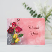 シックで赤く及び黄色バラは感謝していしています サンキューカード (スタンド正面)