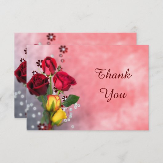 シックで赤く及び黄色バラは感謝していしています サンキューカード (正面/裏面)
