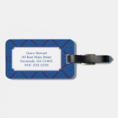 シックで青いギリシャ人の鍵幾何学的なパターンモノグラム ラゲッジタグ (裏面横)