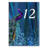 シックで青いサテンの一見の結婚式のテーブル数カード テーブルナンバー (裏面)