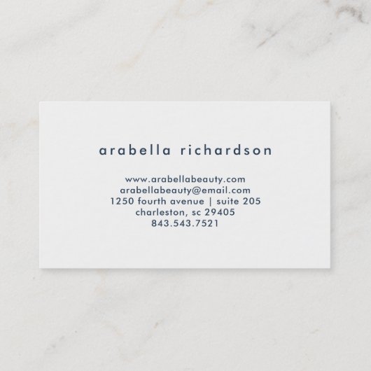 シックで青い水彩画の花柄のバラ 名刺 (裏面)