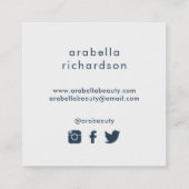 シックで青い水彩画の花柄|の会合媒体アイコン スクエア名刺 (裏面)