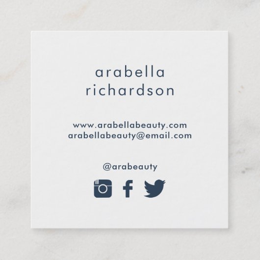 シックで青い水彩画の花柄|の会合媒体アイコン スクエア名刺 (裏面)