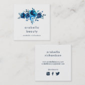 シックで青い水彩画の花柄|の会合媒体アイコン スクエア名刺 (正面/裏面)