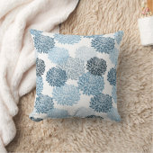 シックで青い花柄 クッション (ブランケット)