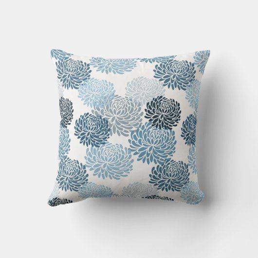 シックで青い花柄 クッション (裏面)