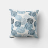 シックで青い花柄 クッション (正面)