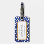 シックで青および白いチータのプリントのモノグラム ラゲッジタグ (裏面縦)