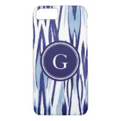 シックで青および白い水彩画のイカットパターン Case-Mate iPhoneケース (裏面)