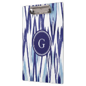 シックで青および白い水彩画のikatパターン クリップボード (左)