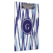 シックで青および白い水彩画のikatパターン クリップボード (右)