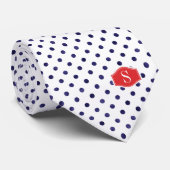 シックで青および白い水玉模様パターンモノグラム ネクタイ (ロール)