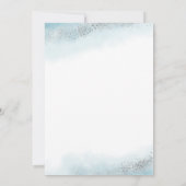 シックで青く、銀製のグリッターのベビーシャワー サンキューカード (裏面)