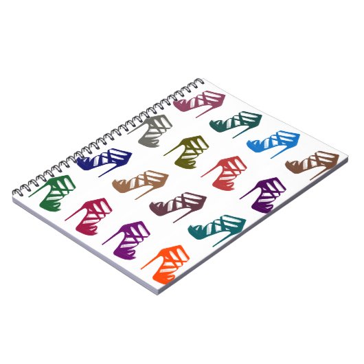 シックで魅力的でカラフルなハイヒールの靴のカスタムのノート ノートブック (左側)