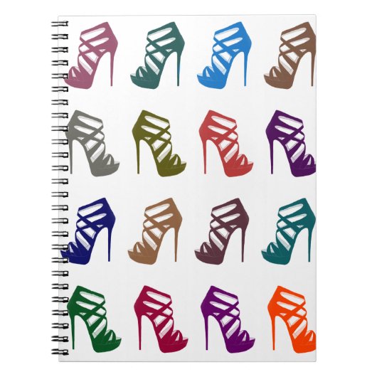 シックで魅力的でカラフルなハイヒールの靴のカスタムのノート ノートブック (正面)