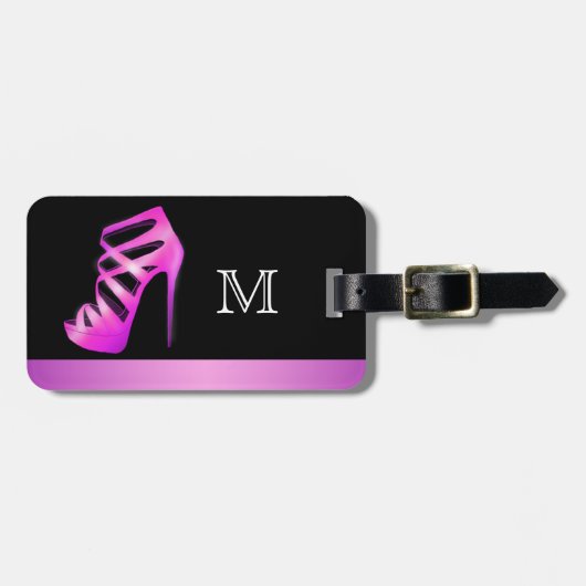 シックで魅力的なハイヒールの靴のモノグラム ラゲッジタグ (正面横)