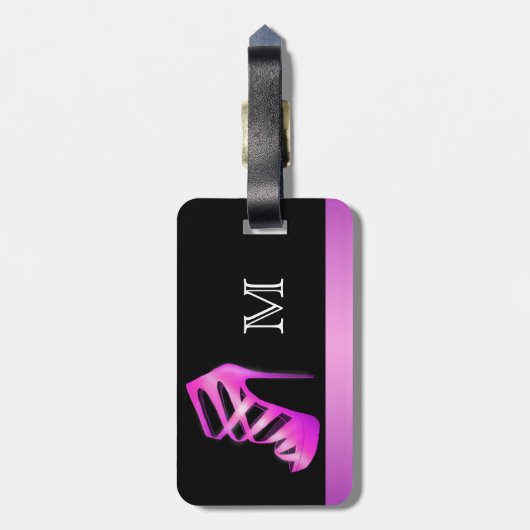 シックで魅力的なハイヒールの靴のモノグラム ラゲッジタグ (裏面縦)