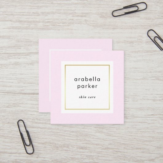 シックで魅力的なピンクおよびフェイクな金ゴールドの会合媒体 スクエア名刺 (正面/裏面インサイチュ)