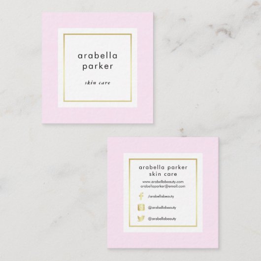 シックで魅力的なピンクおよびフェイクな金ゴールドの会合媒体 スクエア名刺 (正面/裏面)