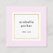 シックで魅力的なピンクおよびフェイクな金ゴールドの会合媒体 スクエア名刺 (正面)
